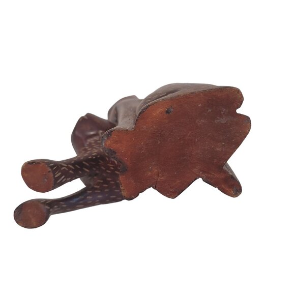 hand made wooden cat figurine 2 kitten cats carved out of wood art decor brown - Picture 2 of 8